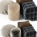 Modern Ottoman Poufs in Various Colors with Velvet Fabric and Different Shapes