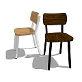 Modern Single Chairs With Dark And Light Wood Frame And Backrest 3d model