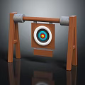 Sports Equipment Wooden Target Stand With Suspended Concentric Bullseye And Scroll Design