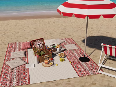 Beach Camping Scene 3d model Beach Camping Scene 3d model
