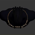Decorative Tribal Style Necklace With Golden Spiked Pendants On Black Bust