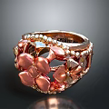Exquisite Rose Gold Decorative Ring With Flower Design And Beaded Accents