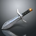 Detailed Modern Sword Weapon With Silver Metal Blade Black Hilt And Golden Pommel