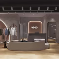 Modern Clothing Store Interior With Window Display Mannequins And Fashionable Apparel Racks