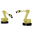 Smart Machines Featuring Two Yellow Robotic Arms in Industrial Environment 3d model
