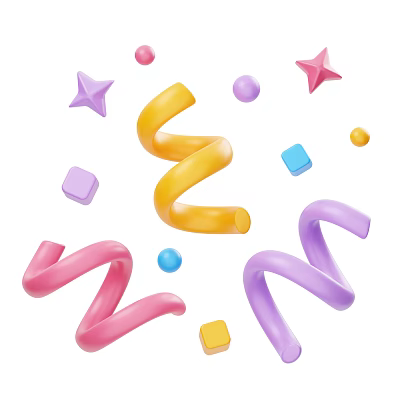 Vibrant Colorful Decorative Ornaments Set with Stars Spirals Cubes and Balls 3d model