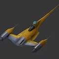 Futuristic Yellow And Silver Spaceship With Cockpit And Sharp Wings Design