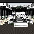 Elegant Luxury Banquet Hall With Hanging Chandeliers Greenery Decor Elegant Steps And Patterned Floor