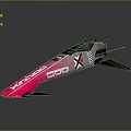 Streamlined Pink and Black Race Car with DDD Logo Aerodynamic Features and Reflective Surface