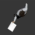 Businesswoman in White Shirt and Black Skirt Holding Document Against Gray Background With Reflective Floor