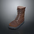 Brown Leather Work Boots With Lace Up Design And Rubber Soles