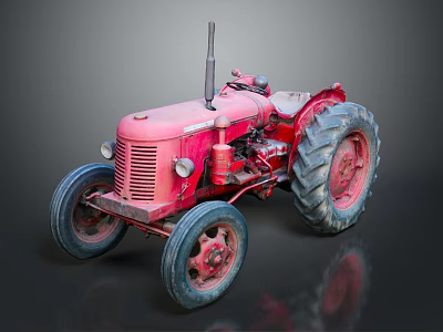 Vintage Red Tractor As Functional Vehicle With Large Wheels And Classic Design 3d model