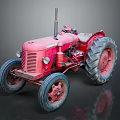 Vintage Red Tractor As Functional Vehicle With Large Wheels And Classic Design