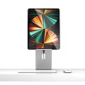 Modern Desktop Computer With Colorful Screen Display Silver Stand Keyboard And Mouse 3d model
