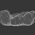 White Abstract Landscape Sculpture With Irregular Cloud Like Texture And Dark Background