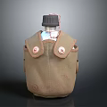 Vintage Insulated Electric Kettle With Brown Leather Cover And Metal Buckles