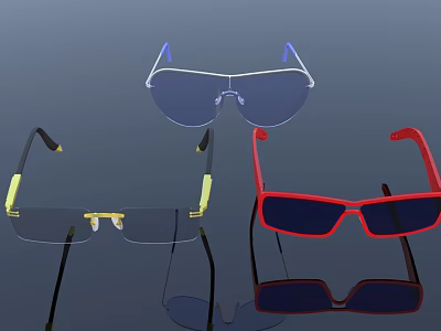 Three glasses sunglasses myopia lens frame decoration 3d model