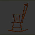 Traditional Wooden Rocking Chair with Spindle Back Curved Armrests and Arched Legs