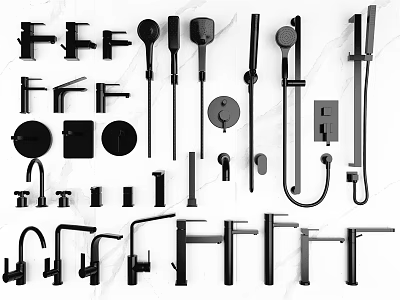 Modern Black Various Style Faucets And Accessories For Kitchen Bathroom Use 3d model