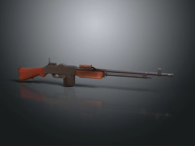 Detailed View Of Vintage Rifle With Wooden Stock And Metal Barrel Classic Design 3d model