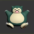Cute Game Character Snorlax 3D Model With Green Body White Belly And Open Mouth