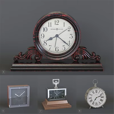 Vintage Mantel Clock with Ornate Wooden Base White Dial and Black Numbers 3d model