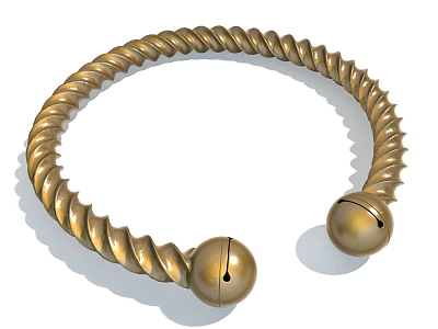 Golden Twisted Spiral Wall Decor Ornament With Spherical Bell Ends 3d model