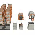 Future Architecture With Modular Multi Story Buildings Cylindrical Modules And Foundation Components 3d model