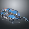 Futuristic Metallic Tech Device With Silver Blue Shine And Complex Structure On Dark Background 3d model