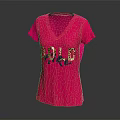 Stylish Pink V Neck T Shirt Featuring Colorful GOLD Lettering Design