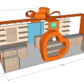 Orange Heart Shaped Display Shelves With Modern Retail Showcase Design And Shelving Units