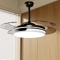 Modern White Ceiling Fan Light With Circular Design And Blades In Interior Room
