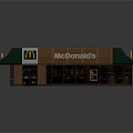 McDonald's Restaurant Exterior Building With Green Awning Brown Roof And Glass Windows
