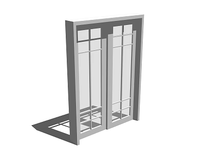 Modern Sliding Door With Double Glass Panels And Gray Frame For Home Interior 3d model