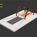 Home Fitness Equipment With Red White Arched Frames Black Display And Pedal Track