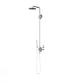 Modern Chrome Shower Faucet With Handheld Shower And Control Knobs For Bathroom 3d model