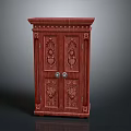 Vintage Mahogany Cabinet With Intricate Carved Double Doors And Decorative Details