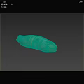 Unique Green Creature With Yellow Spots And Red Tips On Light Blue Background