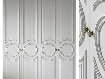 Elegant White Embossed Chest Of Drawers With Metal Round Pull Handles For Luxury Home Decor 3d model