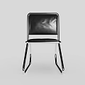 Modern Leisure Chair With Black Leather Seat And Sleek Metal Frame Design