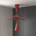 Red Layered Chandelier with Cone and Circular Elements in Modern Interior Space Design 3d model