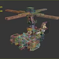 Industrial Style Ornament Decorative Figurine Set With Mechanical Propeller And Miniature Figure