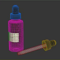 Brown Dropper Bottle With Sample Label Pipette And Cap On Dark Background 3d model