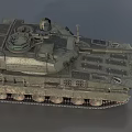 Modern Military Tank 3D Model with Green Camouflage Armored Turret and Tracks