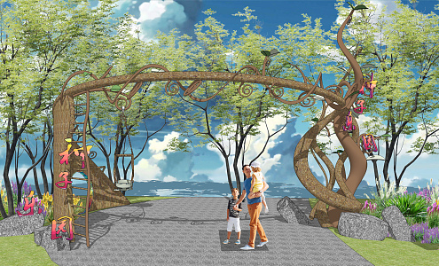 Modern Gate Ecological Children's Park Gate Head Landscape 3d model