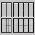 Modern Sliding Doors With Black Frames Glass Panels And Grid Patterns 3d model