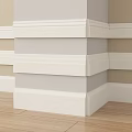 Elegant White and Beige Layered Lines in Interior Columns Wall Decor and Wooden Floors