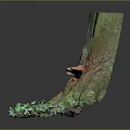 Natural Tree Stump With Green Moss And Orange Accents On Mossy Base