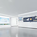 Modern Bright Exhibition Hall Interior With Circular Ceiling Light And Display Walls 3d model