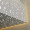 Gray Ceiling With White Dot Cutout Patterns And Yellow Lighting Trim Design 3d model